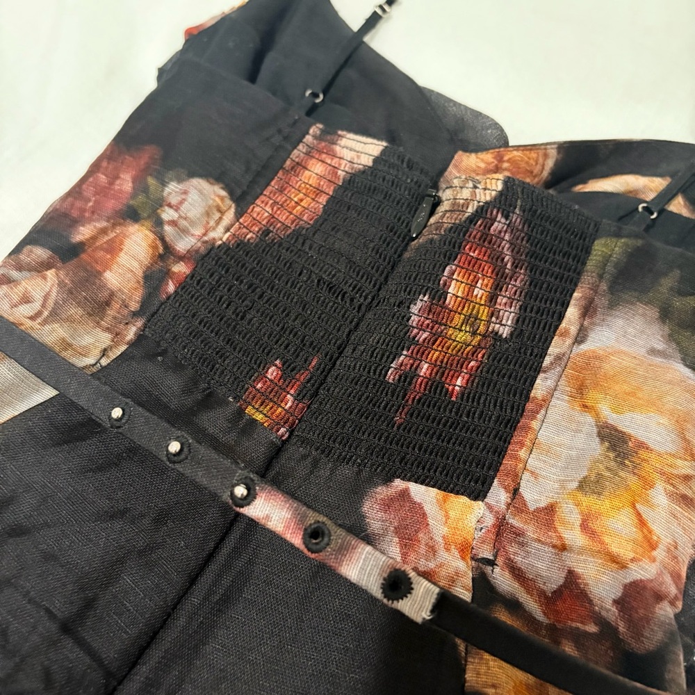 Zimmermann Black Floral Twist Front Midi Dress *see flaws - Picture 9 of 12